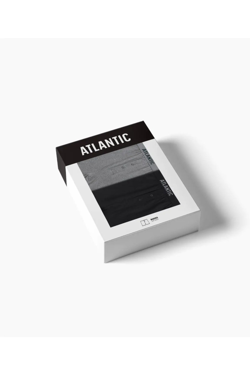 Трусы мужские боксеры ATLANTIC хлопок. Набор 2шт. 2MBX-025  черный/серый - LeConfort