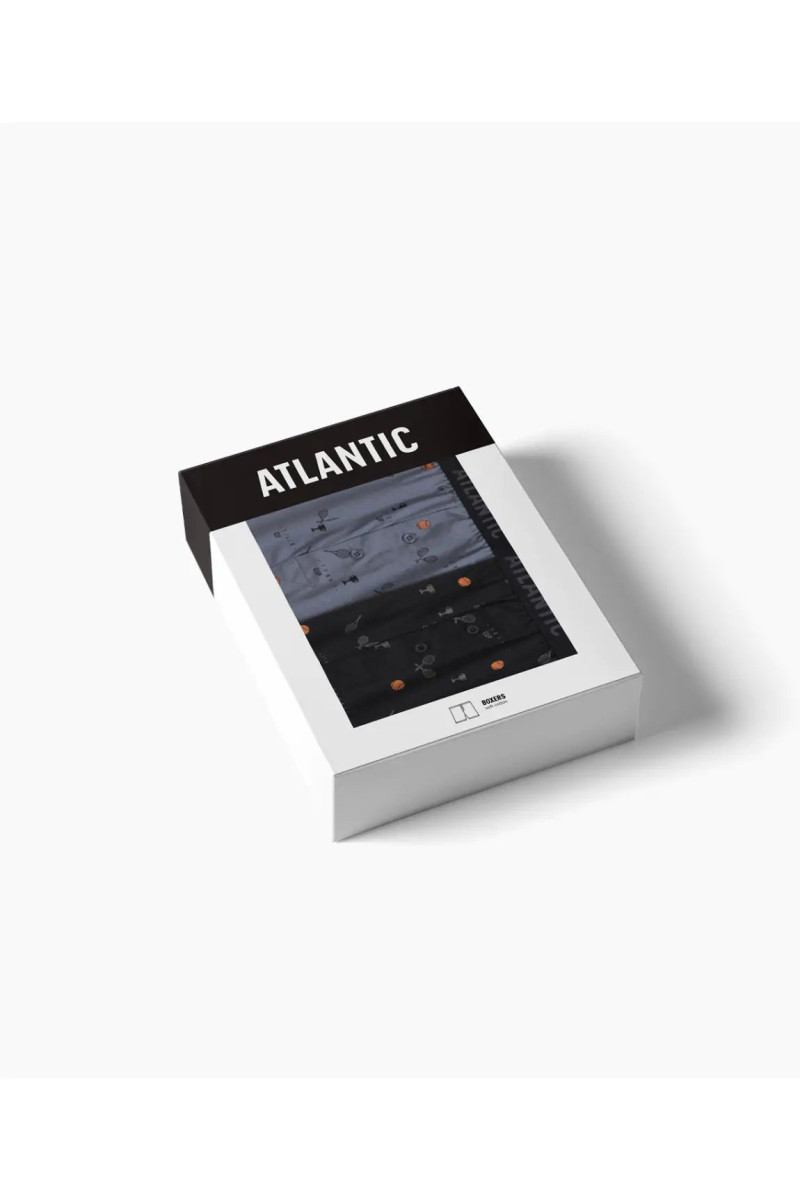 Трусы мужские боксеры ATLANTIC хлопок. Набор 2шт. 2MBX-052 черный/голубой - LeConfort