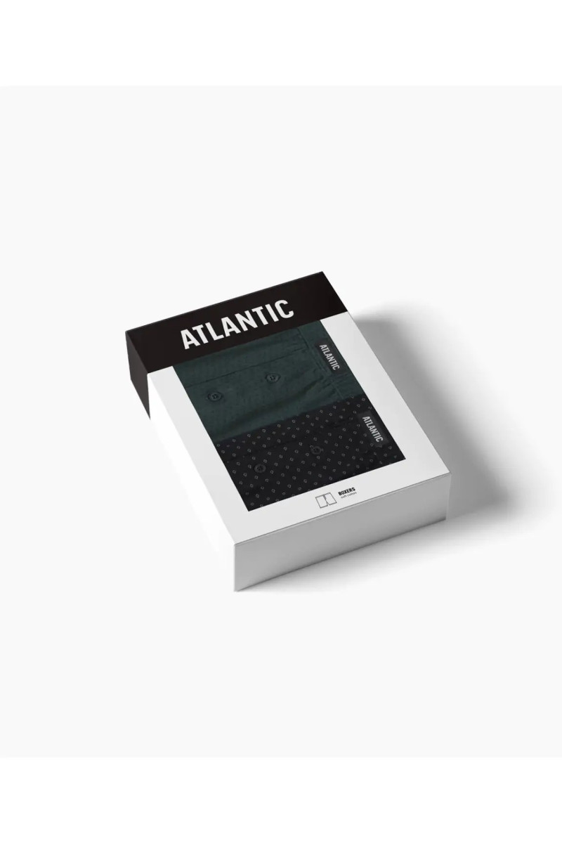 Труси чоловічі боксери ATLANTIC бавовна. Набір 2шт. 2MBX-059 чорний/смарагдовий - LeConfort