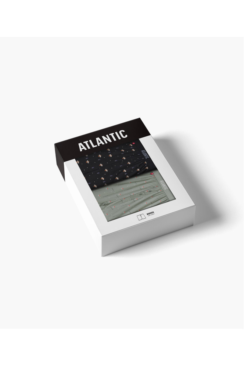 Труси чоловічі боксери ATLANTIC бавовна. Набір 2шт. 2MBX-075 чорний/св.зелений - LeConfort