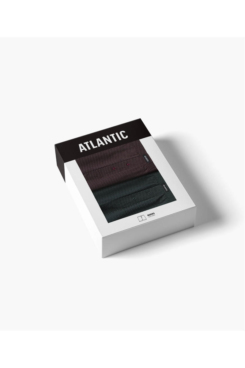 Труси чоловічі боксери ATLANTIC бавовна. Набір 2шт. 2MBX-079 винний/смарагдовий - LeConfort