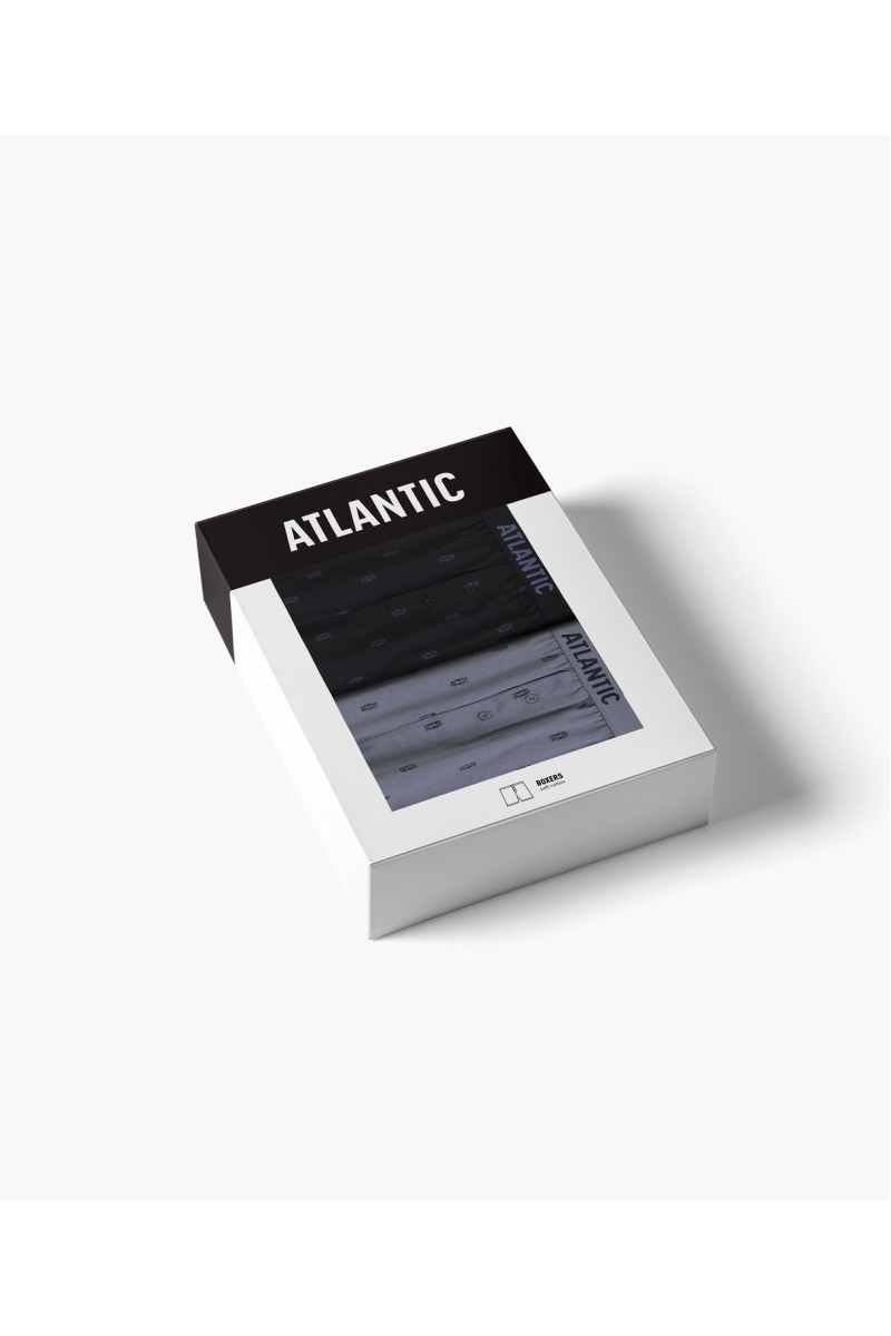 Трусы мужские боксеры ATLANTIC хлопок. Набор 2шт. 2MBX-086 черный/т.серый - LeConfort