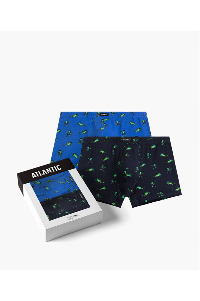 Труси чоловічі шорти ATLANTIC бавовна. Набір 2шт. 2MHH-006 т.синій/т.блакитний - LeConfort