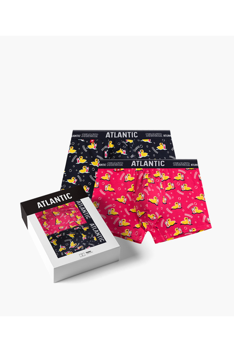 Труси чоловічі шорти ATLANTIC бавовна. Набір 2шт. 2MHH-007 т.синій/рожевий - LeConfort