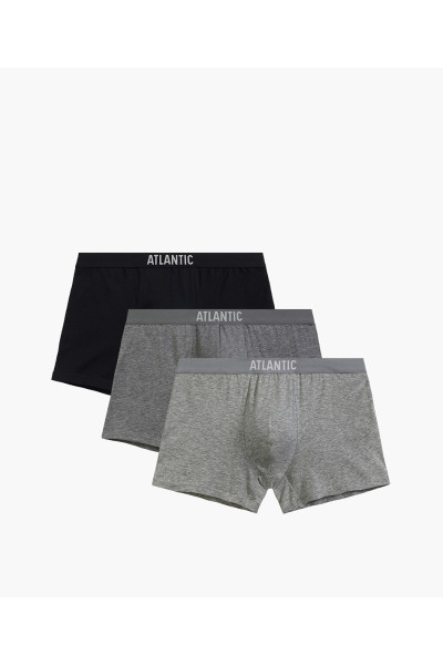 Труси чоловічі шорти ATLANTIC бавовна. Набір 3шт. 3BMH-011 чорний/т.сірий меланж/сірий меланж