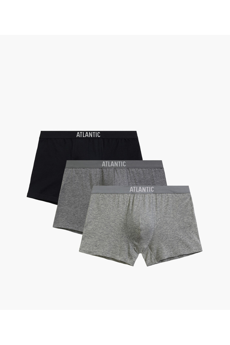 Труси чоловічі шорти ATLANTIC бавовна. Набір 3шт. 3MH-011 чорний/т.сірий меланж/сірий меланж - LeConfort