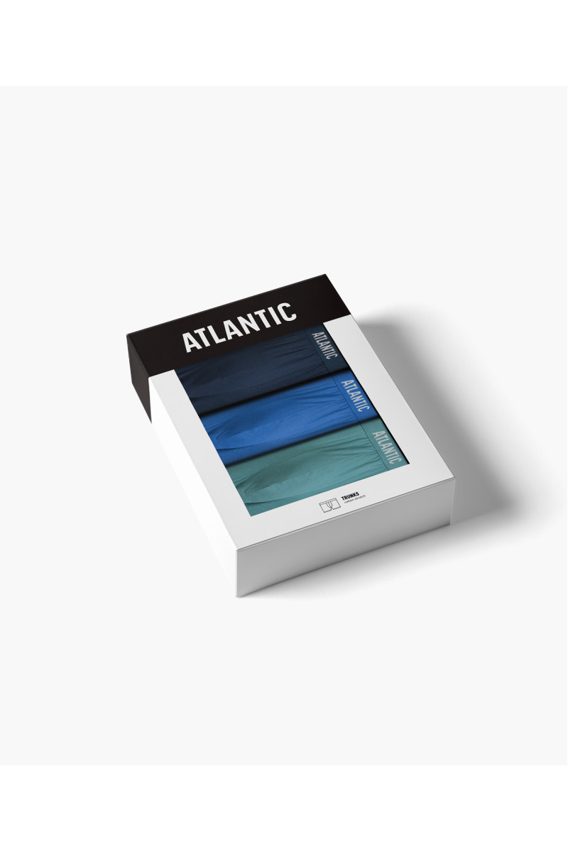Труси чоловічі шорти ATLANTIC бавовна. Набір 3шт. 3MH-011 блакитний/т.блакитний/св.зелений - LeConfort