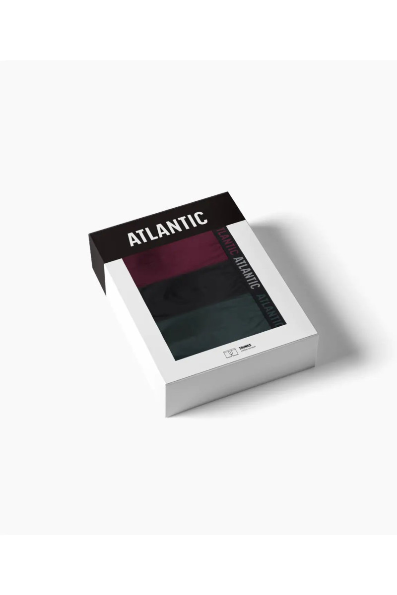 Труси чоловічі шорти ATLANTIC бавовна. Набір 3шт. 3MH-011 чорний/смарагдовий/каберне - LeConfort