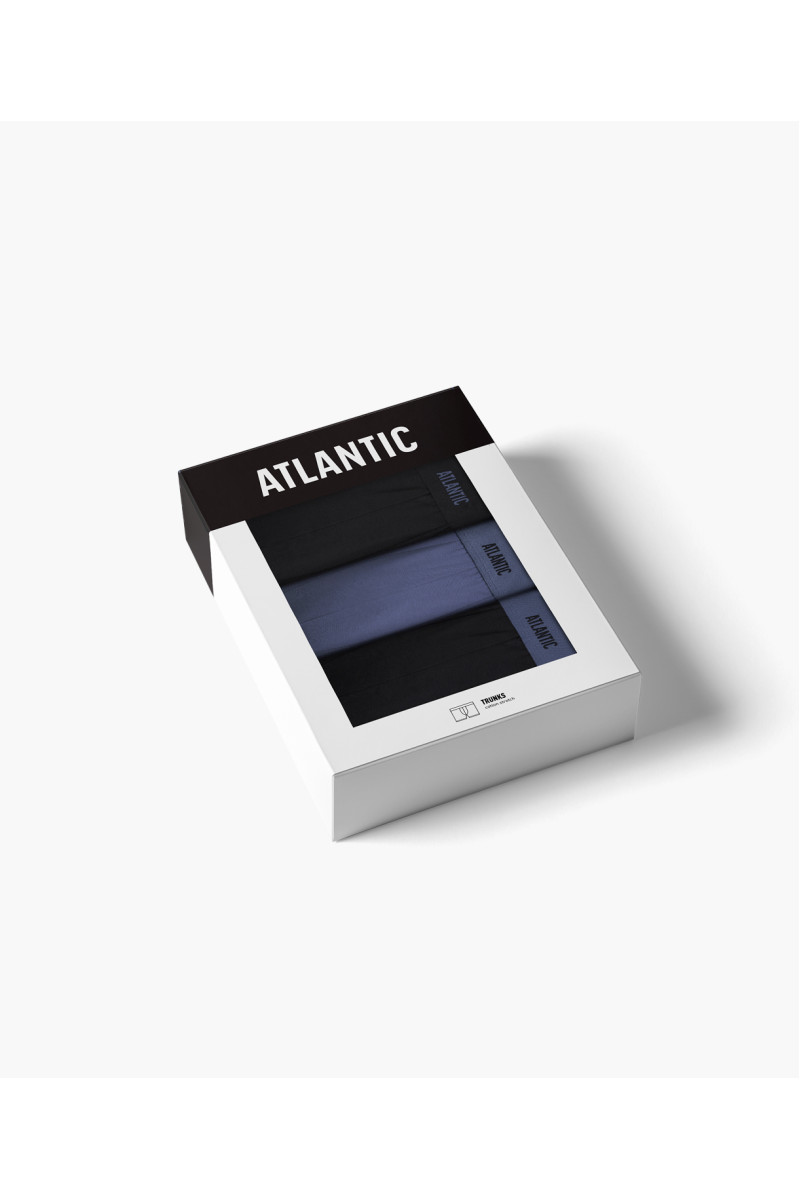 Труси чоловічі шорти ATLANTIC бавовна. Набір 3шт. 3MH-0111 чорний/денім/чорний - LeConfort