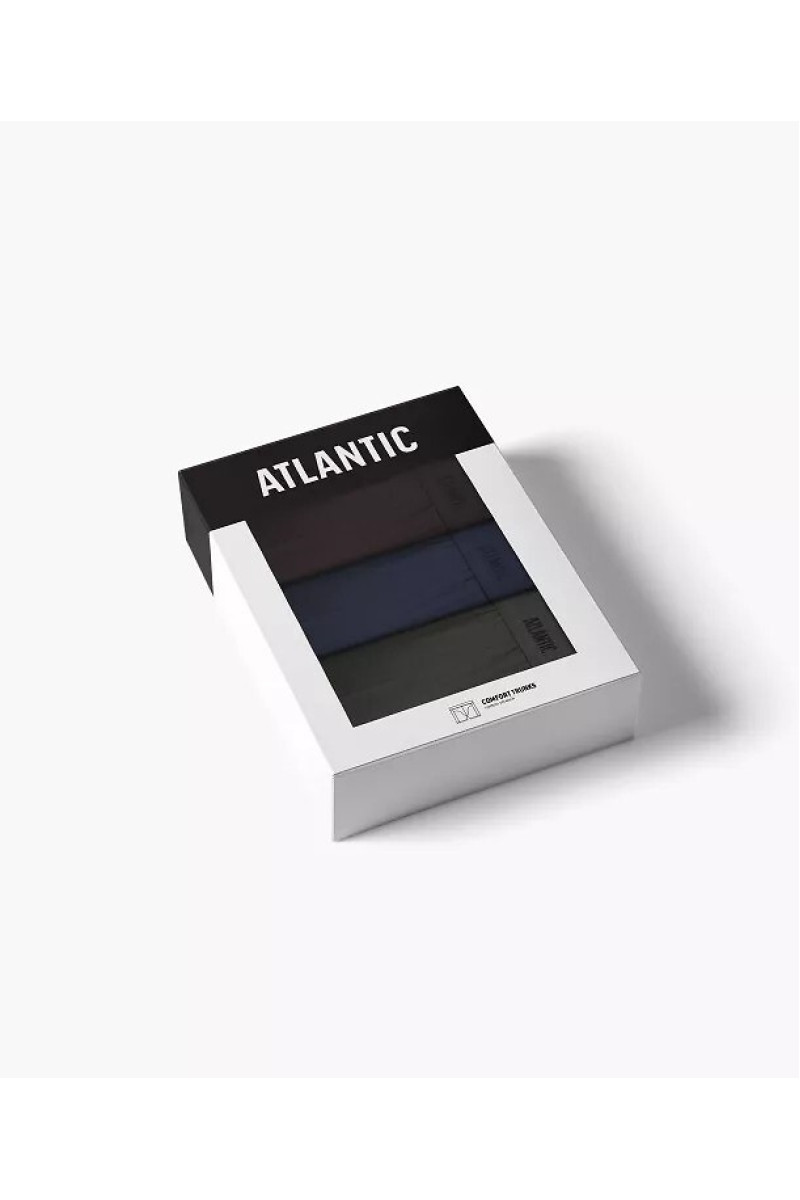 Труси чоловічі шорти подовжені ATLANTIC бавовна. Набір 3шт. 3MH-0177 коричневий/індиго/хакі - LeConfort