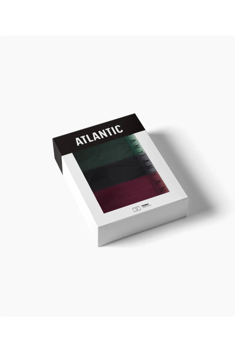 Трусы мужские шорты ATLANTIC хлопок. Набор 3шт. 3MH-052 черный/изумрудный/каберне - LeConfort
