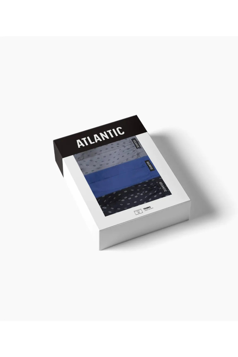 Труси чоловічі шорти ATLANTIC бавовна. Набір 3шт. 3MH-195 т.синій/блакитний/сірий - LeConfort