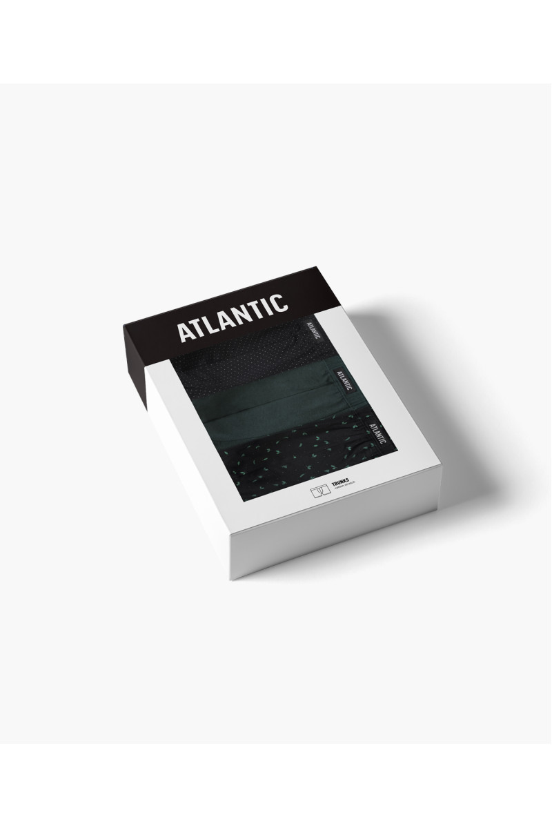 Трусы мужские шорты ATLANTIC хлопок. Набор 3шт. 3MH-196 черный/изумрудный/черный - LeConfort