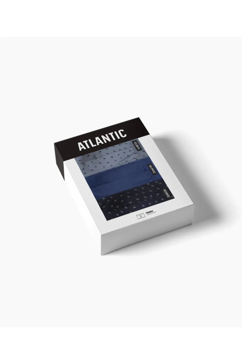 Труси чоловічі шорти ATLANTIC бавовна. Набір 3шт. 3MH-198  т.синій/блакитний/сірий - LeConfort