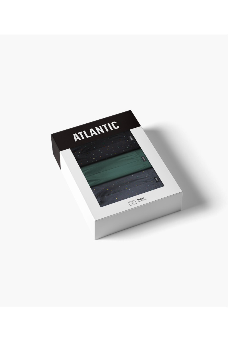 Труси чоловічі шорти ATLANTIC бавовна. Набір 3шт. 3MH-204 чорний/зелений/графітовий - LeConfort