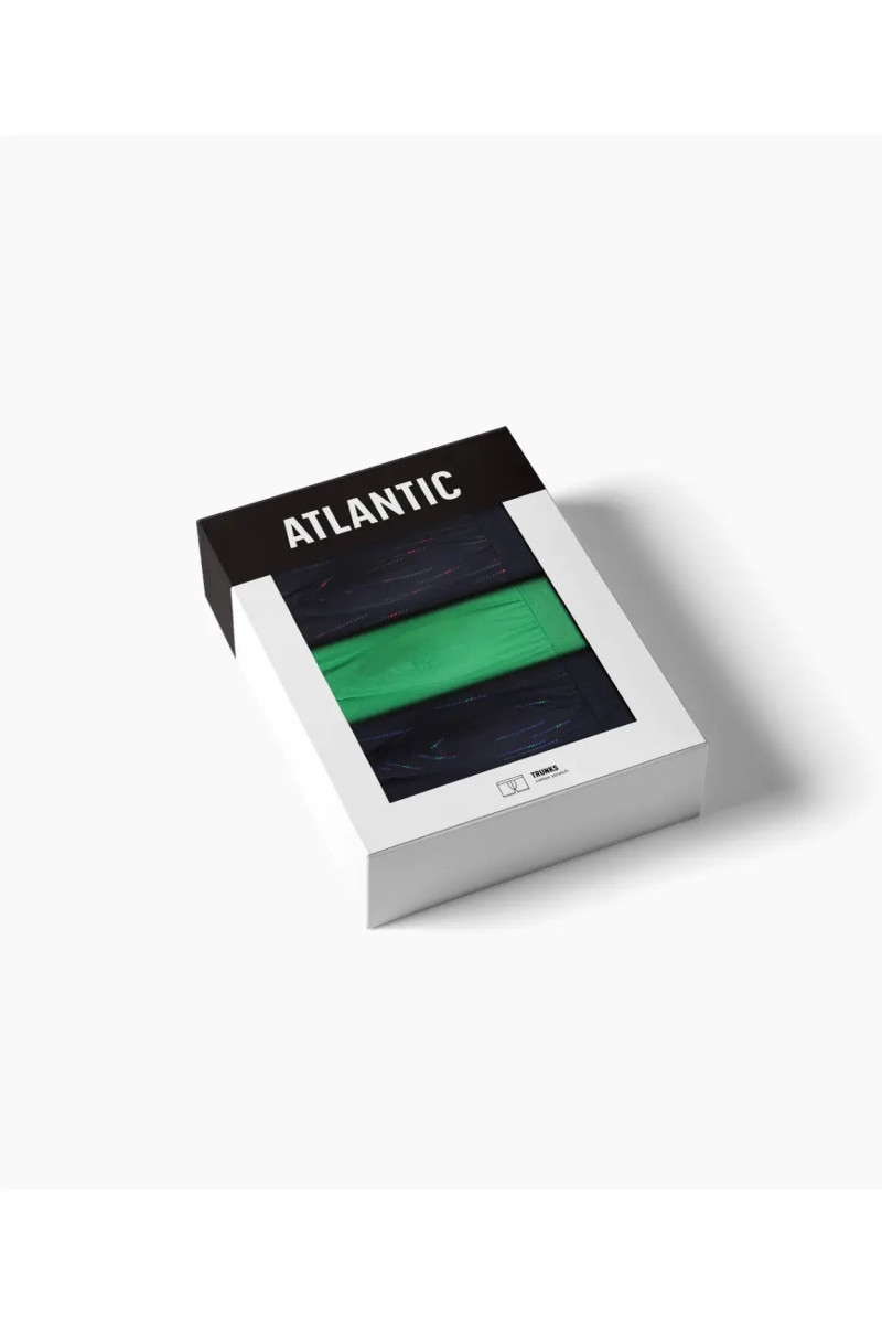 Трусы мужские шорты ATLANTIC хлопок. Набор 3шт. 3MH-210 синий/зеленый/синий - LeConfort