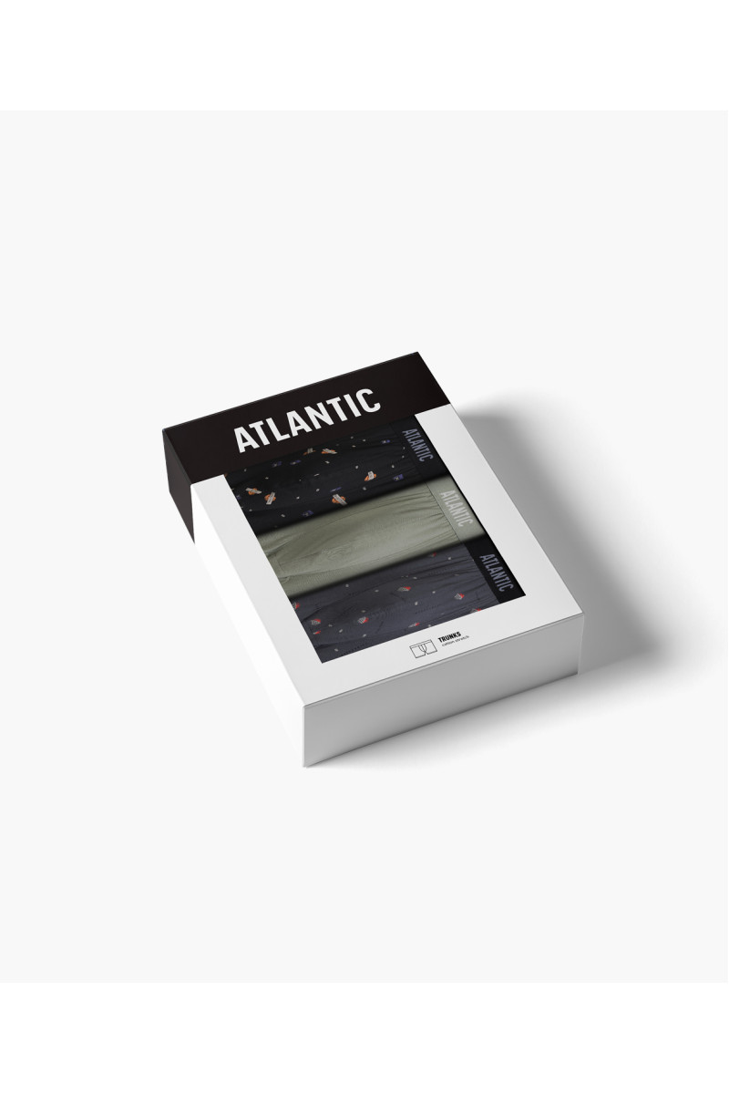 Труси чоловічі шорти ATLANTIC бавовна. Набір 3шт. 3MH-211 чорний/св.зелений/графітовий - LeConfort