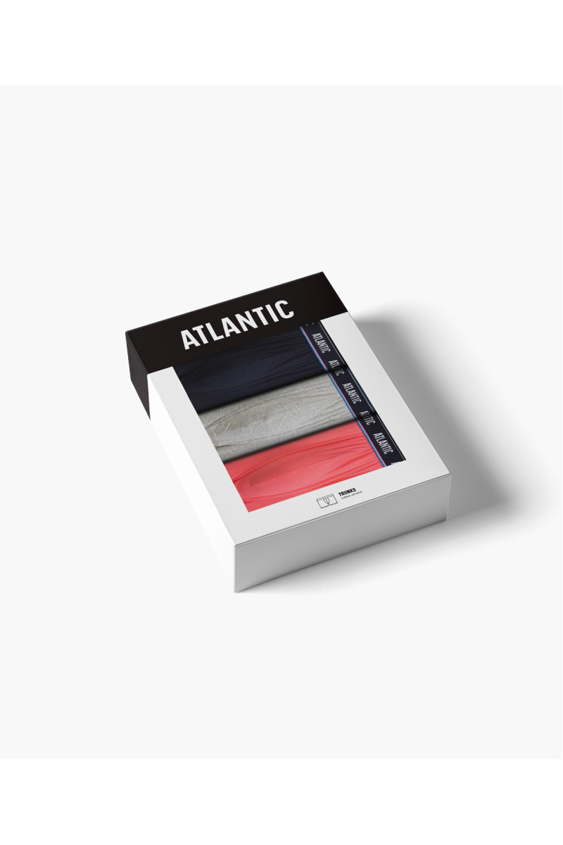 Труси чоловічі шорти ATLANTIC бавовна. Набір 3шт. 3MH-214 т.синій/сірий меланж/кораловий - LeConfort