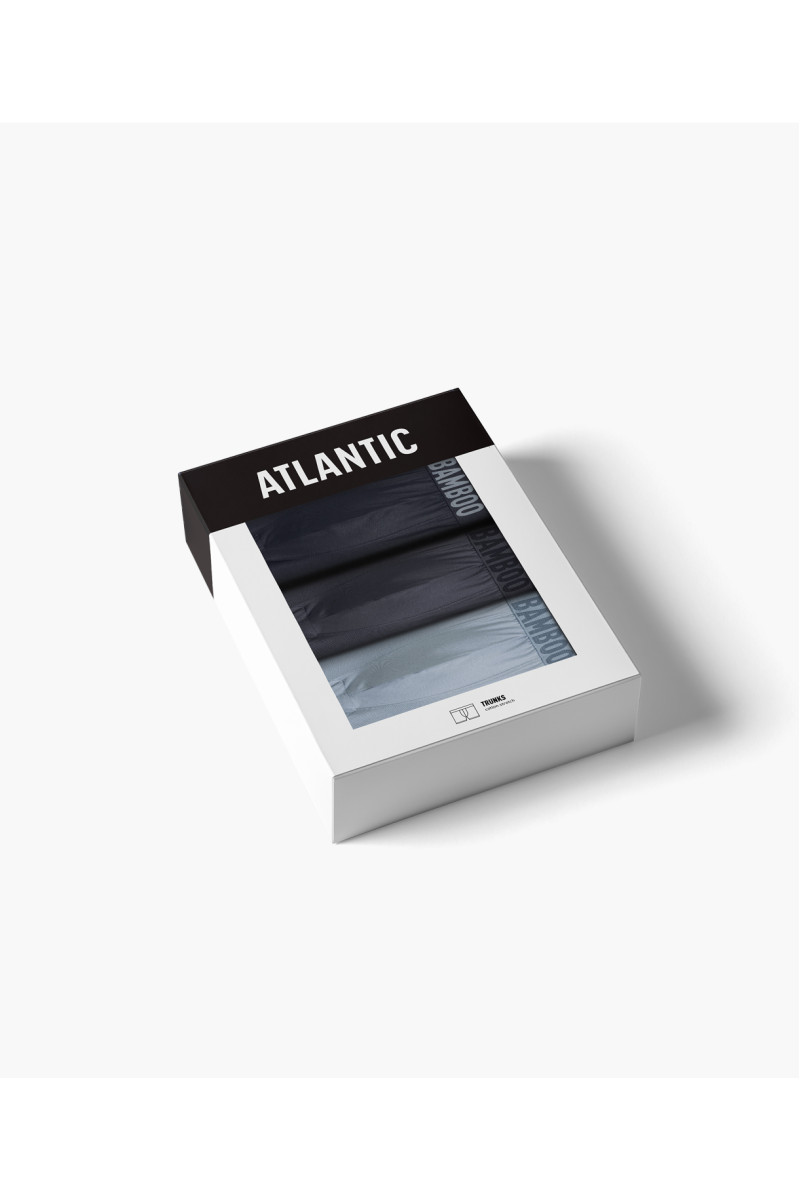 Трусы мужские шорты ATLANTIC бамбук. Набор 3шт. 3MH-215 т.синий/голубой/графитовый - LeConfort