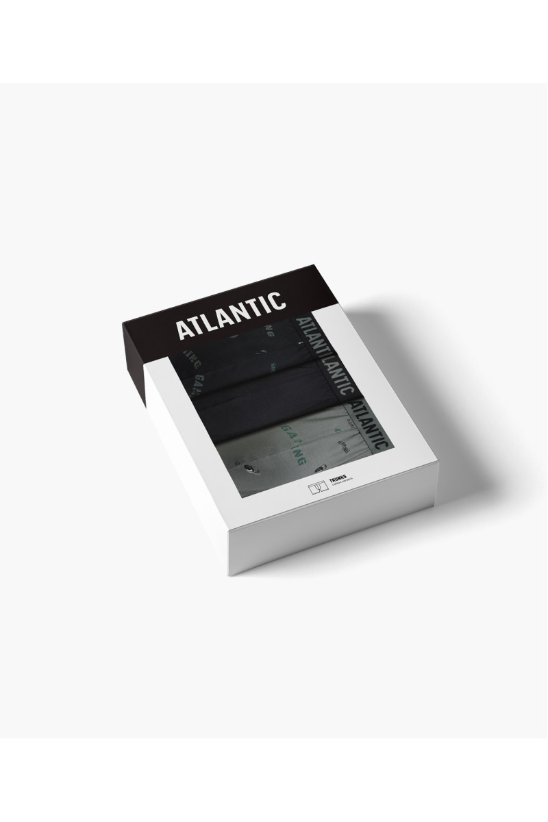 Труси чоловічі шорти ATLANTIC бавовна. Набір 3шт. 3MH-223  чорний/чорний/хакі - LeConfort