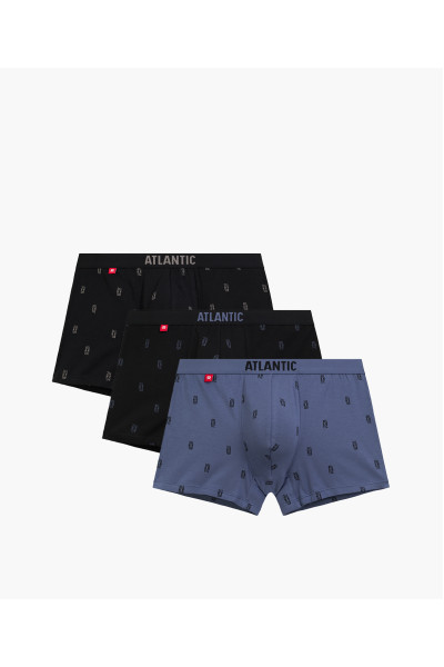 Труси чоловічі шорти ATLANTIC бавовна. Набір 3шт. 3MH-227 чорний/денім/чорний