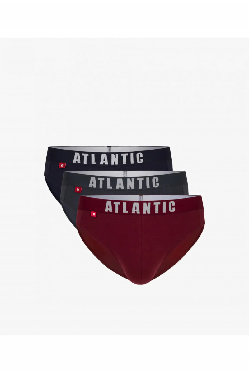 Труси чоловічі спорт ATLANTIC бавовна. Набір 3шт. 3MP-094/01 т.синій/каберне/графітовий - LeConfort