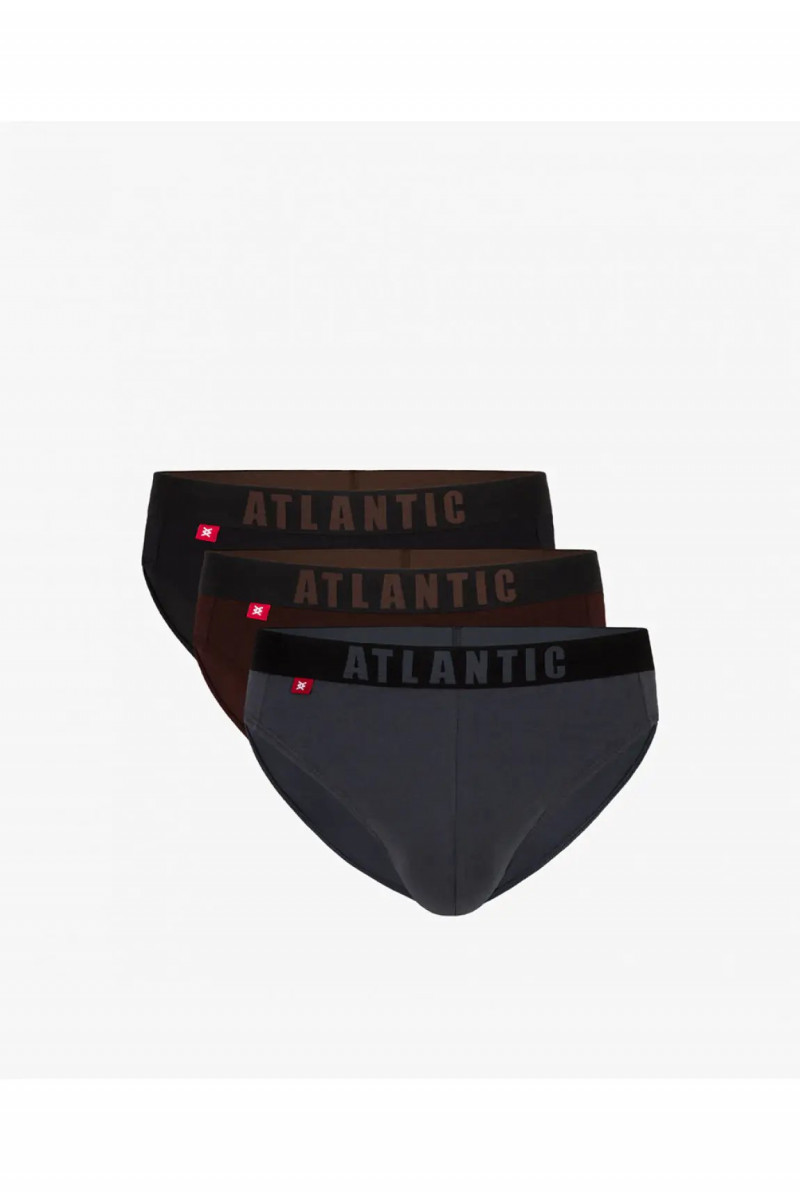 Труси чоловічі спорт ATLANTIC бавовна. Набір 3шт. 3MP-094/02 шоколадний/графітовий/чорний - LeConfort