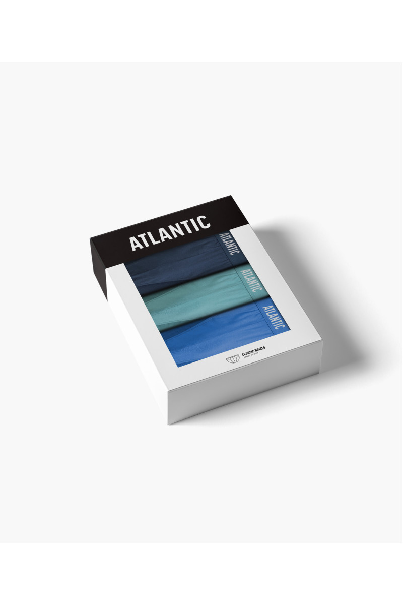 Труси чоловічі спорт ATLANTIC бавовна. Набір 3шт. 3MP-094 блакитний/т.блакитний/св.зелений - LeConfort
