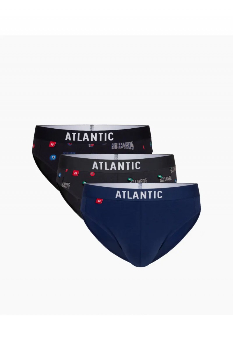 Трусы мужские спорт ATLANTIC хлопок. Набор 3шт. 3MP-094/03 т.синий/графитовый/т.голубой - LeConfort
