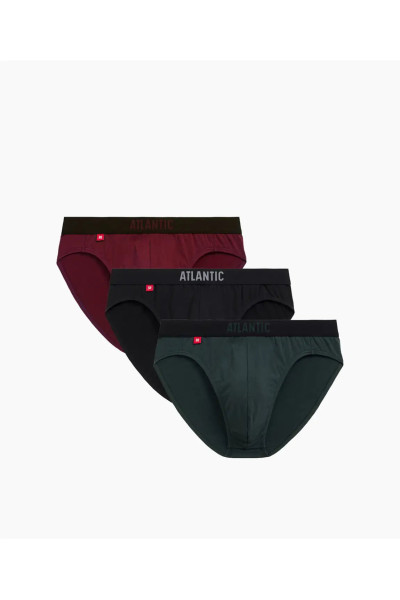 Трусы мужские спорт ATLANTIC хлопок. Набор 3шт. 3MP-094 изумрудный/черный/каберне