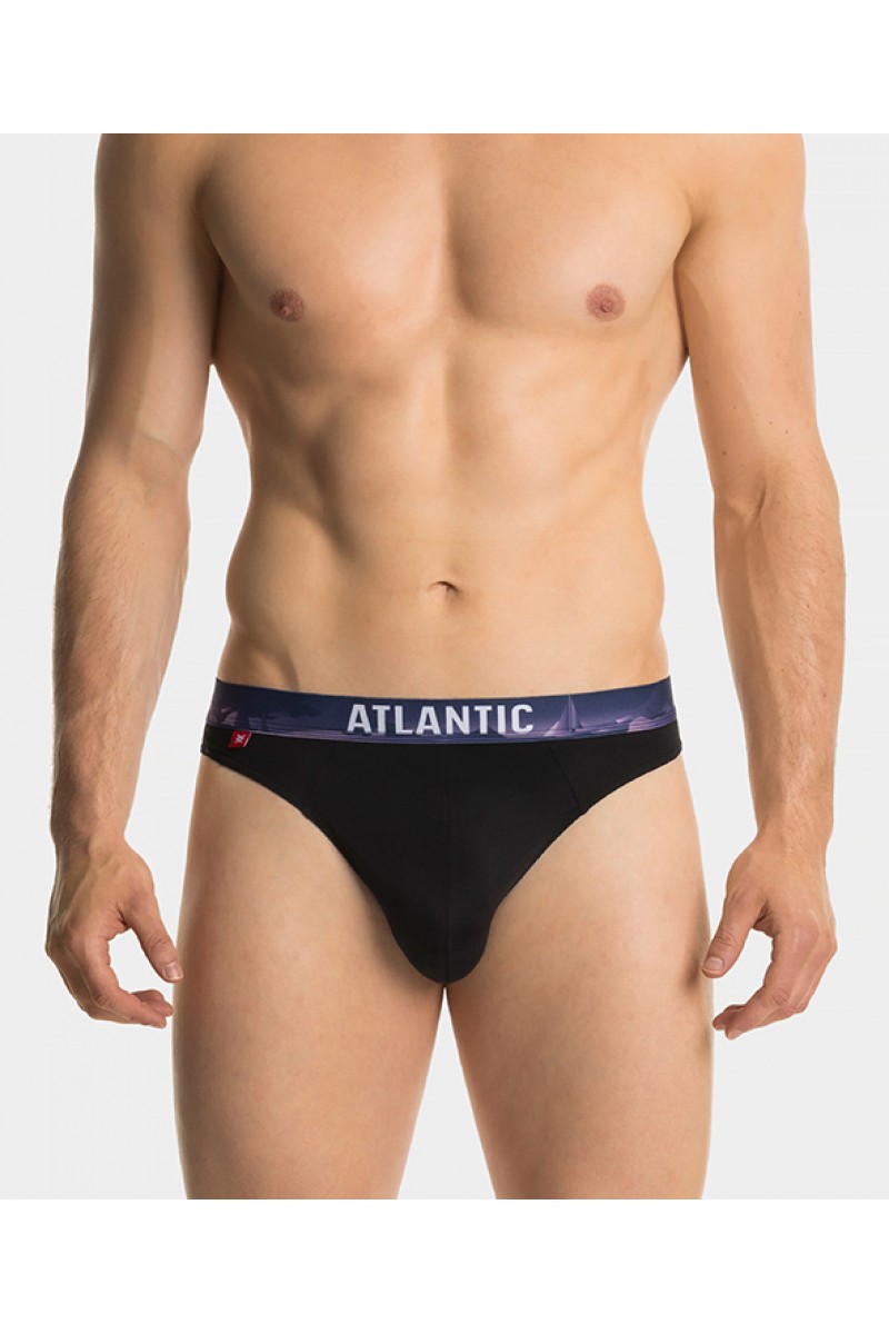 Трусы мужские спорт ATLANTIC хлопок. Набор 3шт. 3MP-139 черный/графитовый/фиолетовый. - LeConfort