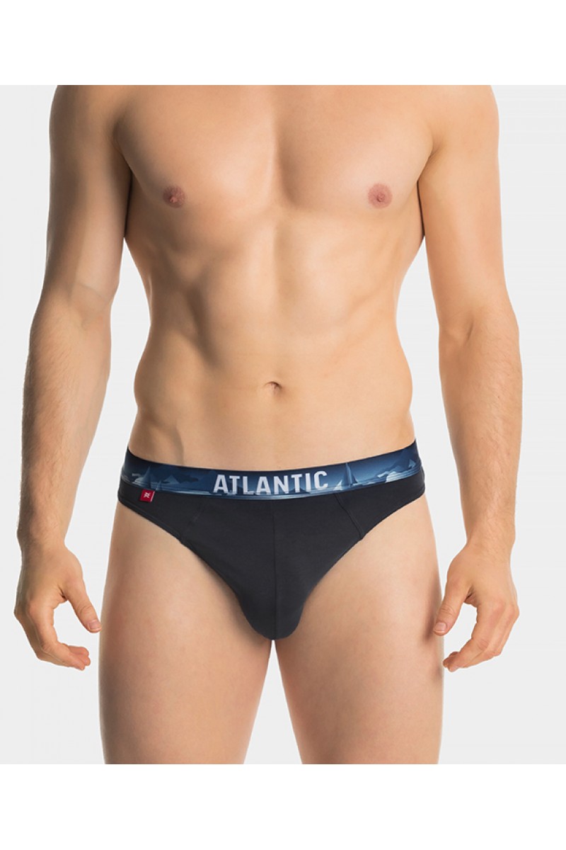 Трусы мужские спорт ATLANTIC хлопок. Набор 3шт. 3MP-139 черный/графитовый/фиолетовый. - LeConfort