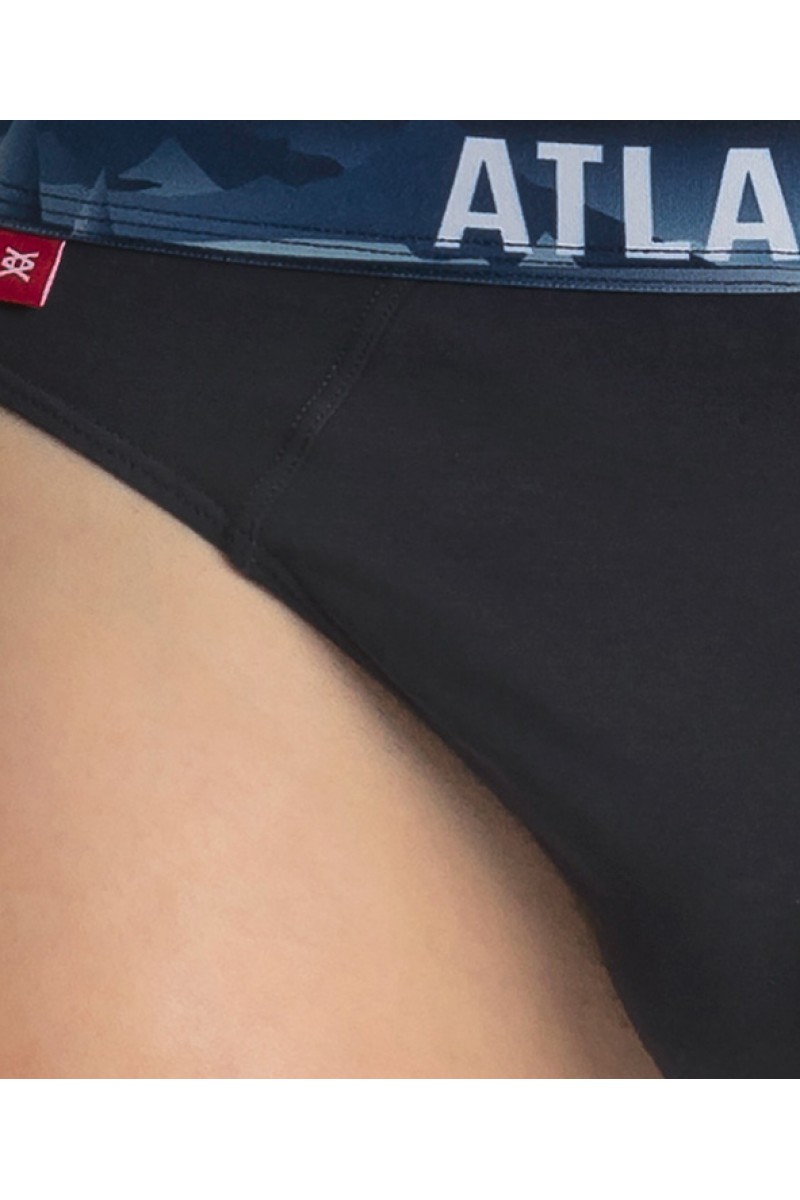 Трусы мужские спорт ATLANTIC хлопок. Набор 3шт. 3MP-139 черный/графитовый/фиолетовый. - LeConfort