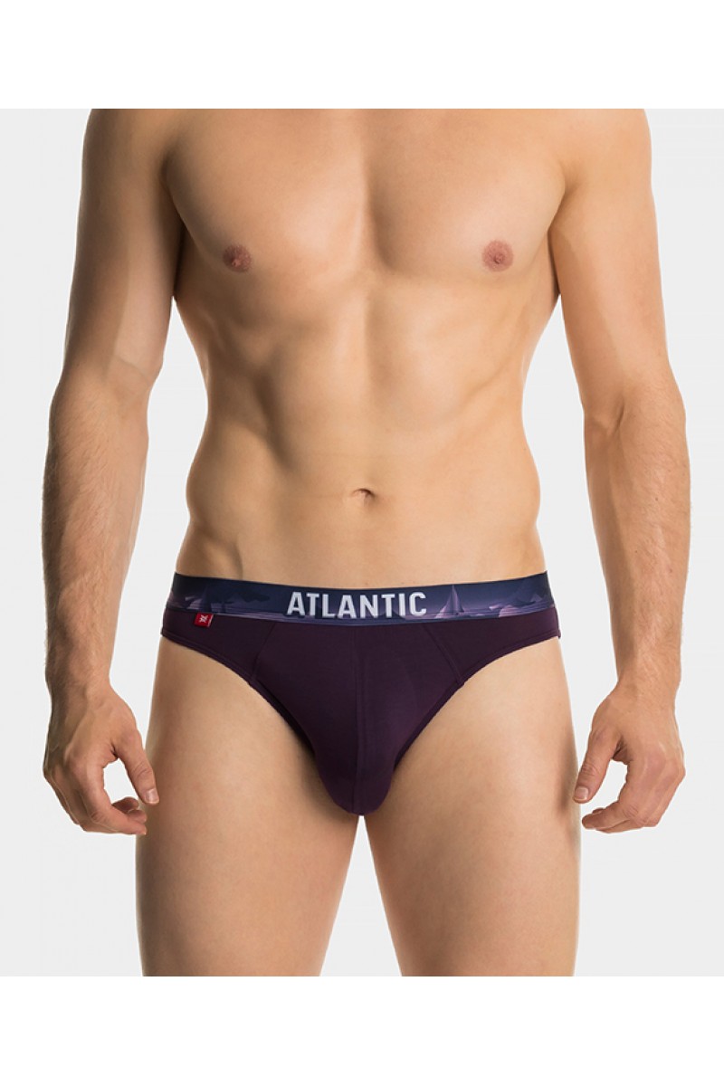 Трусы мужские спорт ATLANTIC хлопок. Набор 3шт. 3MP-139 черный/графитовый/фиолетовый. - LeConfort