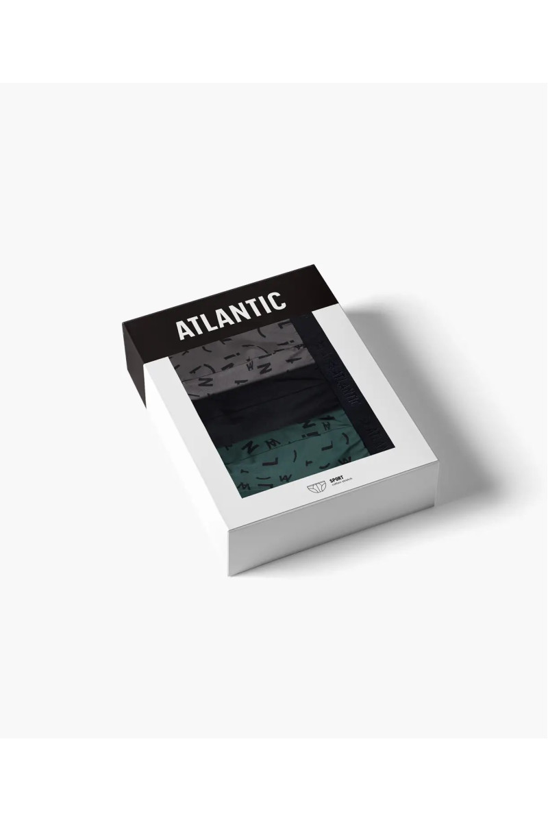 Трусы мужские спорт ATLANTIC хлопок. Набор 3шт. 3MP-161 зеленый/черный/графитовый - LeConfort