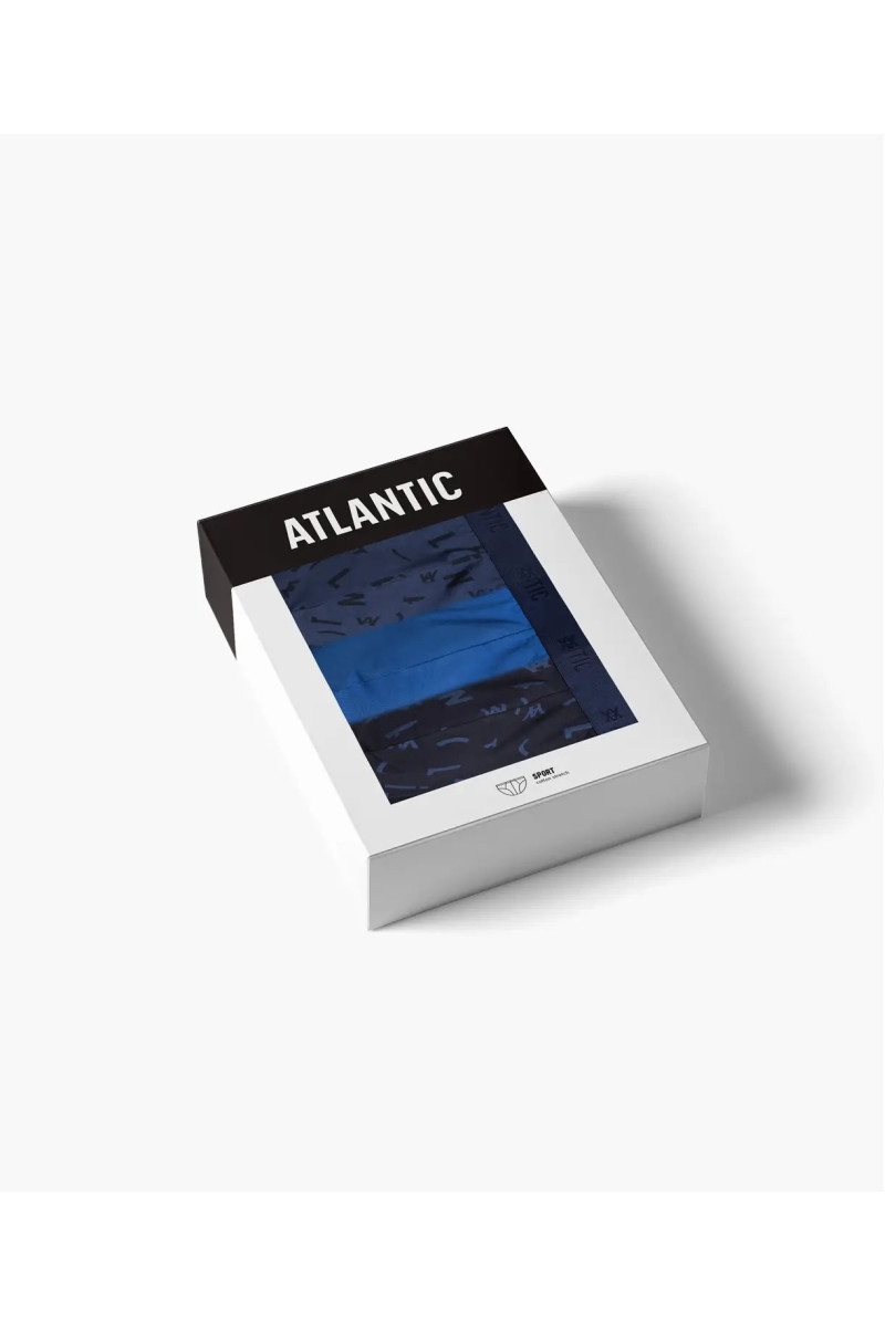 Трусы мужские спорт ATLANTIC хлопок. Набор 3шт. 3MP-161 т.голубой/голубой/синий - LeConfort
