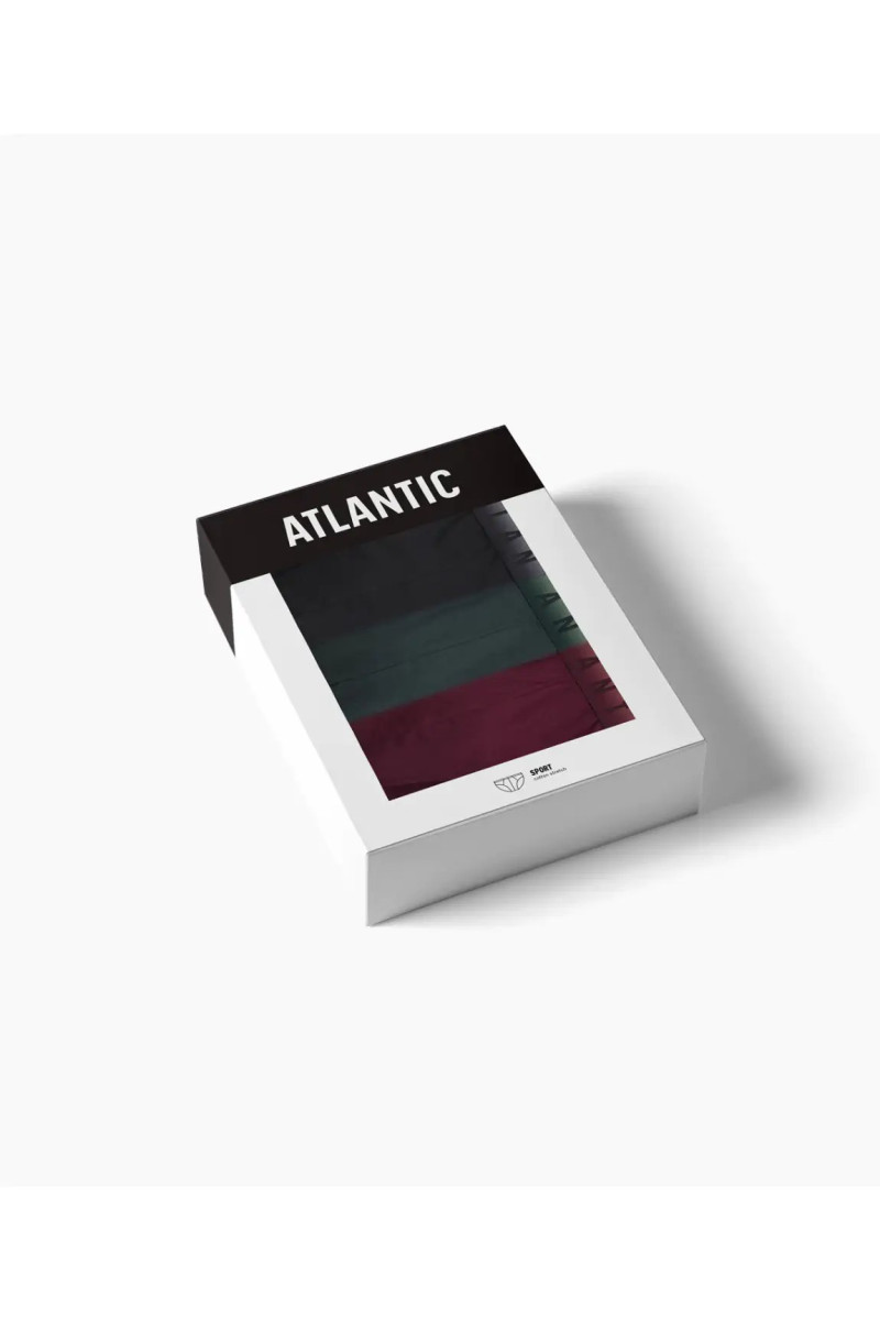 Труси чоловічі спорт ATLANTIC бавовна. Набір 3шт. 3MP-173 чорний/смарагдовий/каберне - LeConfort