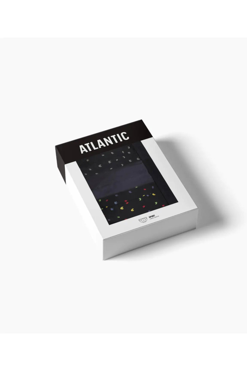 Труси чоловічі спорт ATLANTIC бавовна. Набір 3шт. 3MP-175 чорний/графітовий/чорний - LeConfort