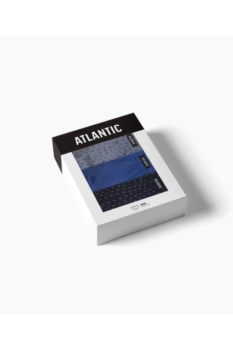 Труси чоловічі спорт ATLANTIC бавовна. Набір 3шт. 3MP-177 т.синій/блакитний/сірий - LeConfort