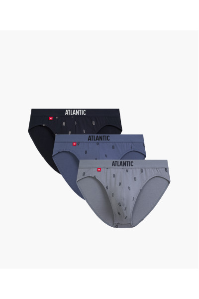 Труси чоловічі спорт ATLANTIC бавовна. Набір 3шт. 3MP-210 сірий/денім/т.синій