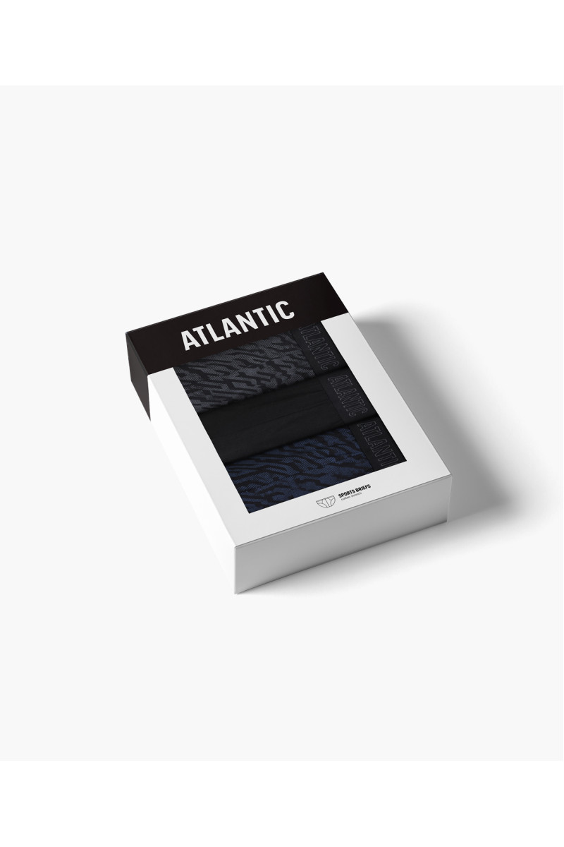 Труси чоловічі спорт ATLANTIC бавовна. Набір 3шт. 3MP-222 графітовий/т.синій/індиго - LeConfort