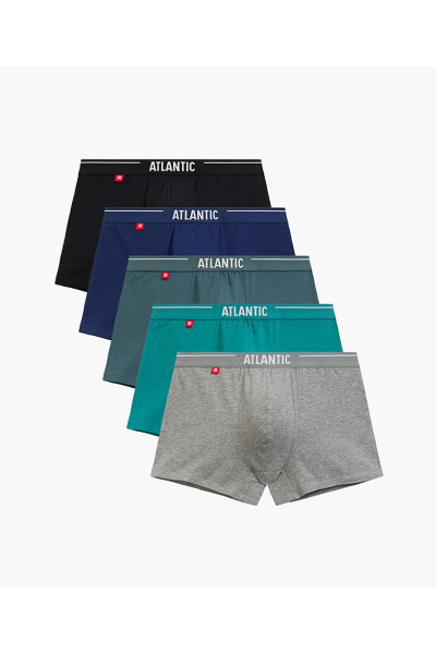 Труси чоловічі шорти ATLANTIC бавовна. Набір 5шт. 5SMH-004 чорний/т.блакитний/ блакитний/зелений/сірий меланж