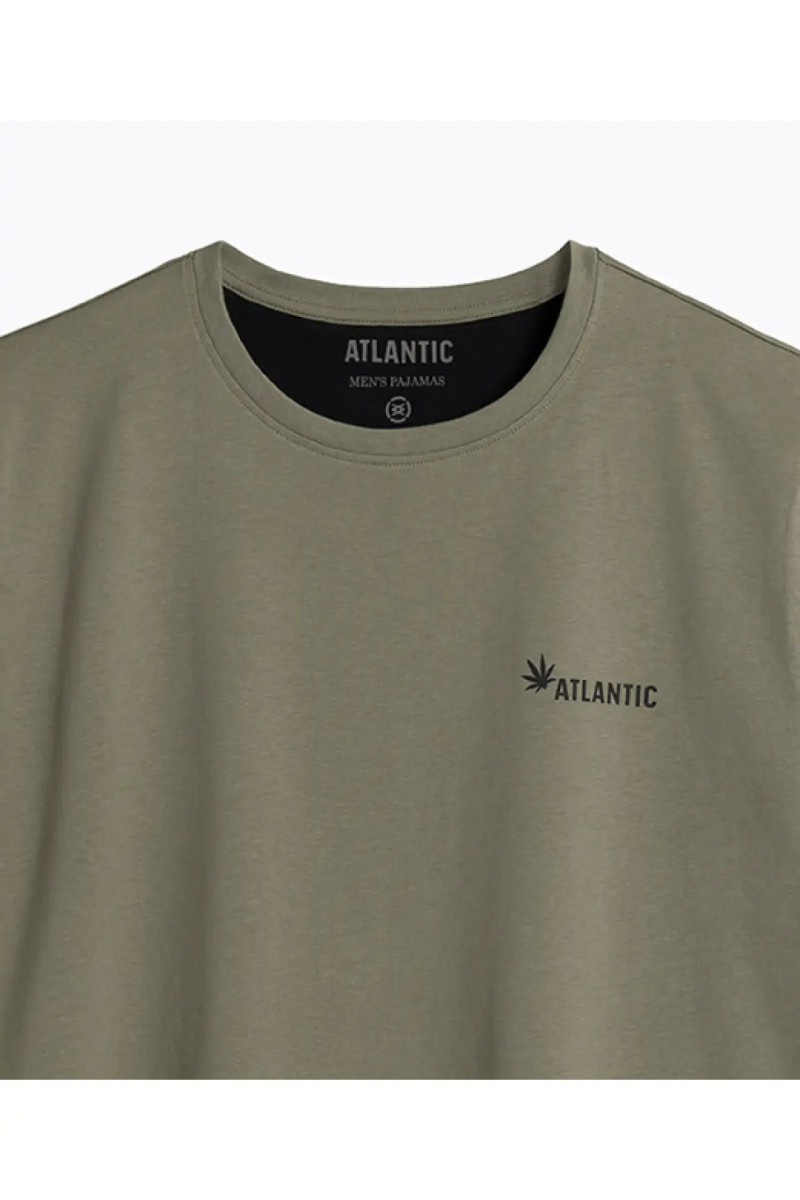 Піжама чоловіча/домашній комплект (футболка + шорти) бавовна ATLANTIC NMP-368 хакі/чорний - LeConfort